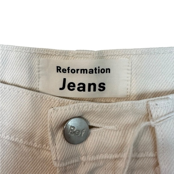 NWOT REFORMATION Julia High Waist Cigarette Jeans Destroyed Ivory 26 - Picture 5 of 8